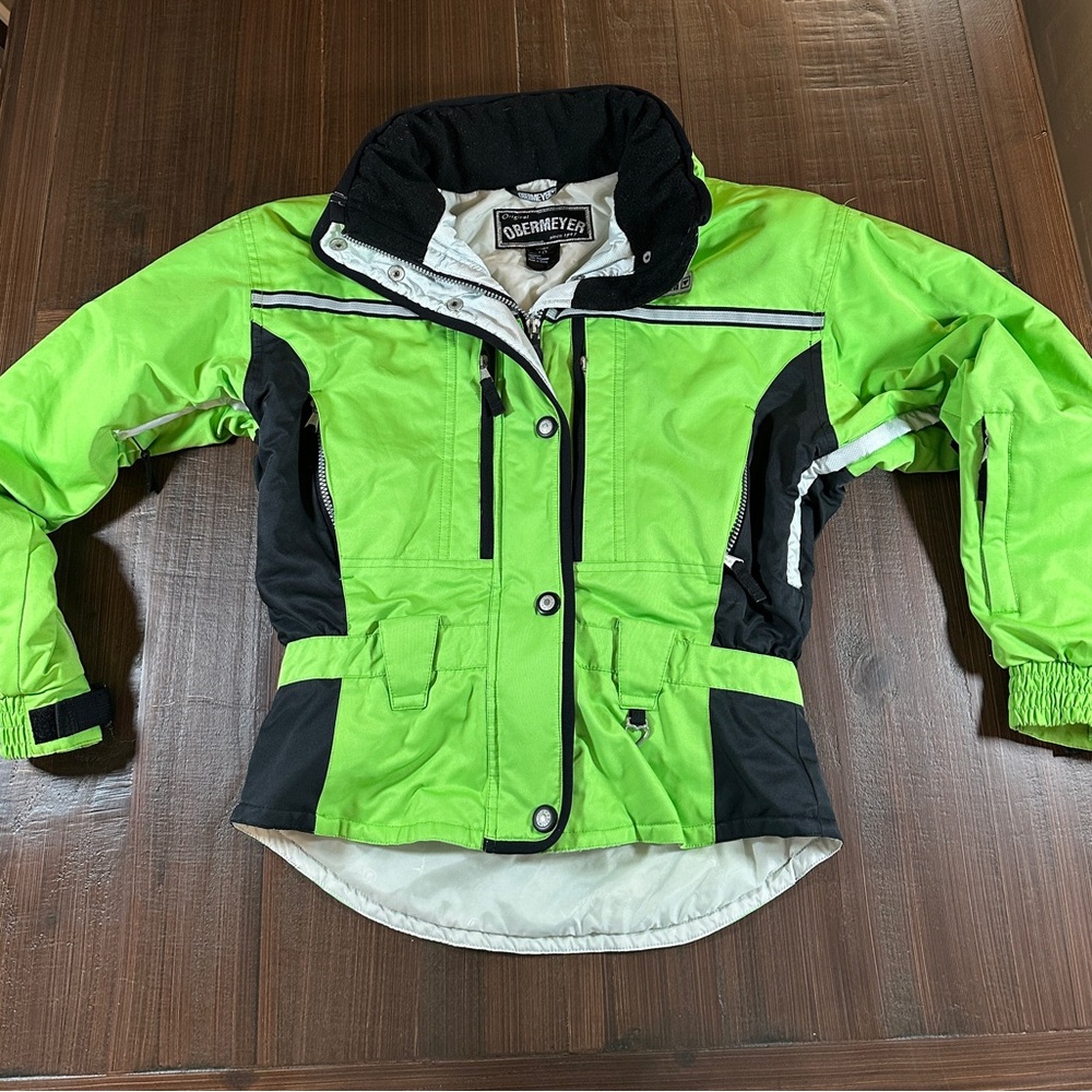 Vintage Obermyer Women’s Ski Jacket Size 10 Neon Green